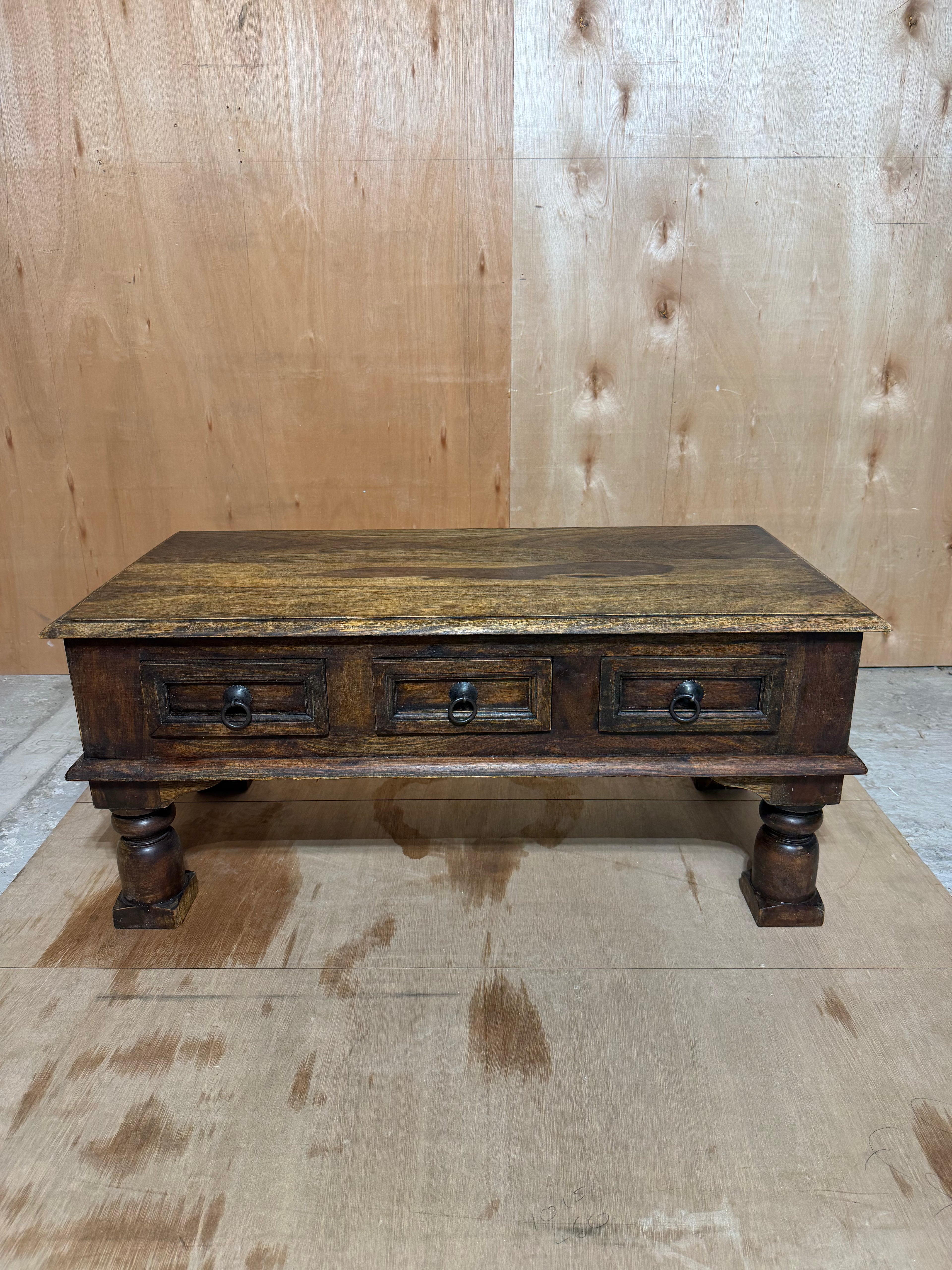 Solid Sheesham Wood Coffee Table | Colonial Jaipur 3 Drawer Coffee Table