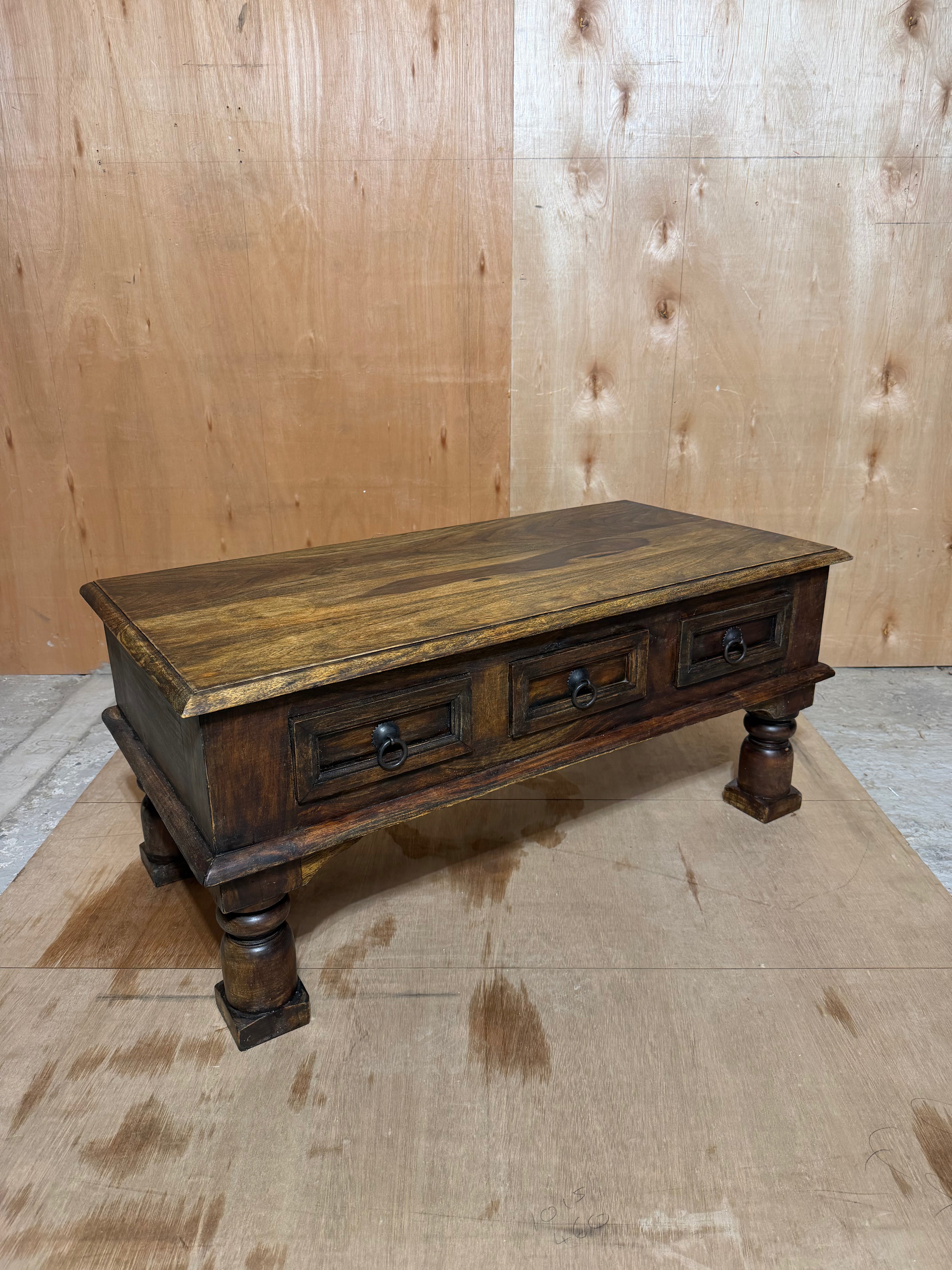 Solid Sheesham Wood Coffee Table | Colonial Jaipur 3 Drawer Coffee Table