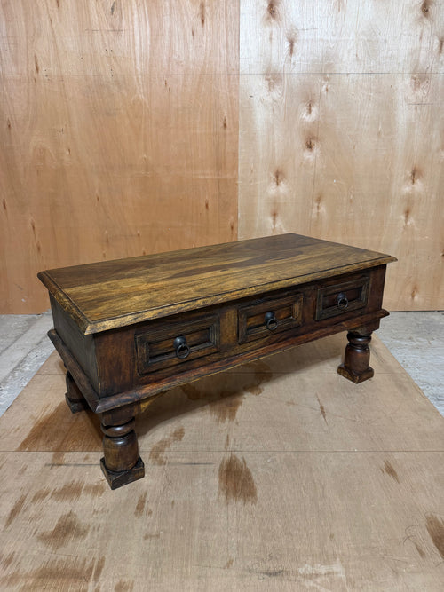 Solid Sheesham Wood Coffee Table | Colonial Jaipur 3 Drawer Coffee Table