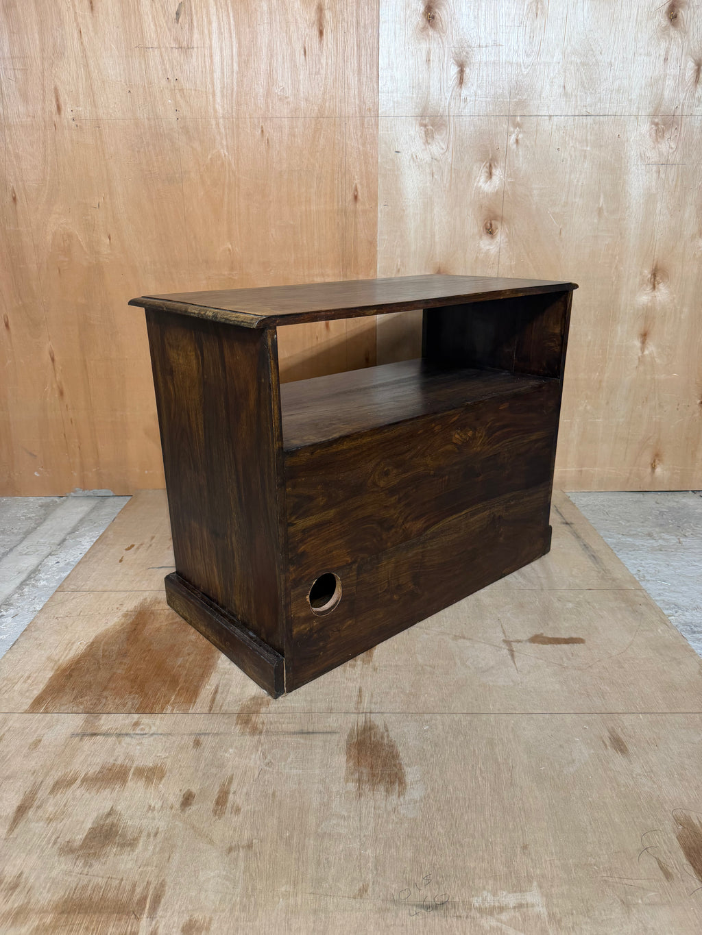 Solid Sheesham Wood TV Stand Cabinet Jali Lattice Doors Iron Handles