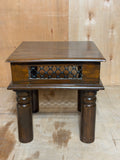 Solid Sheesham Wood Side Table | Colonial Jali Lattice Turned Leg Table