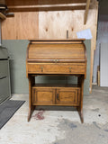 Vintage Oak Roll-Top Writing Bureau Desk | Early 20th Century Tambour Desk