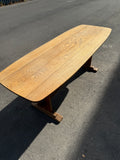 Vintage Solid Oak Surfboard Coffee Table | Monastery Trestle Base